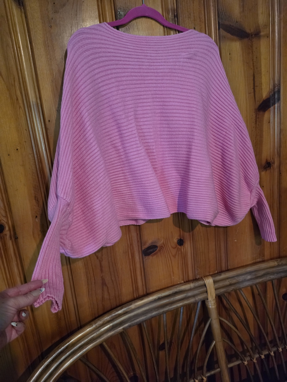 Off-Shoulder Ribbed Knit Sweater - Pink - Picture 5 of 12